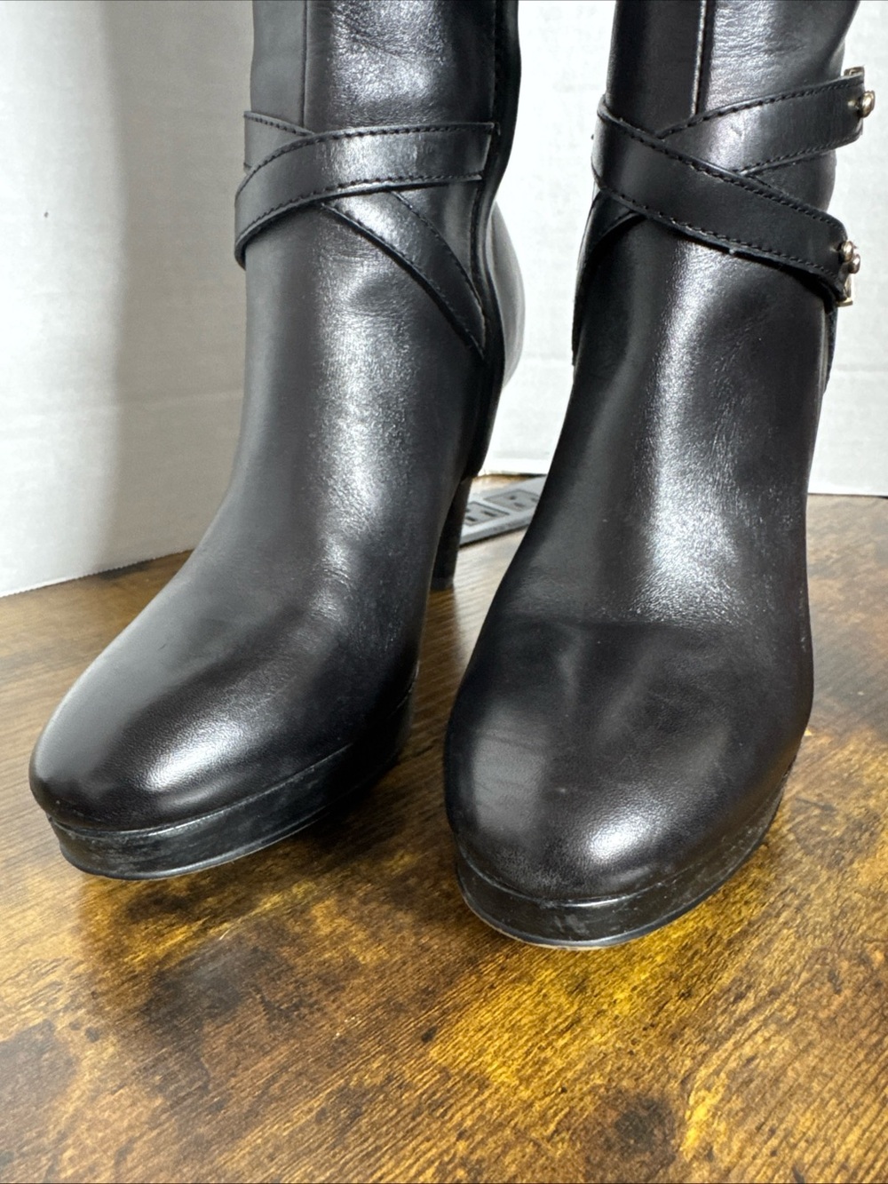 Cole Haan Nike Air Tall Black Women's Platform High-Heel Boots US 8B EXCELLENT - Picture 4 of 12